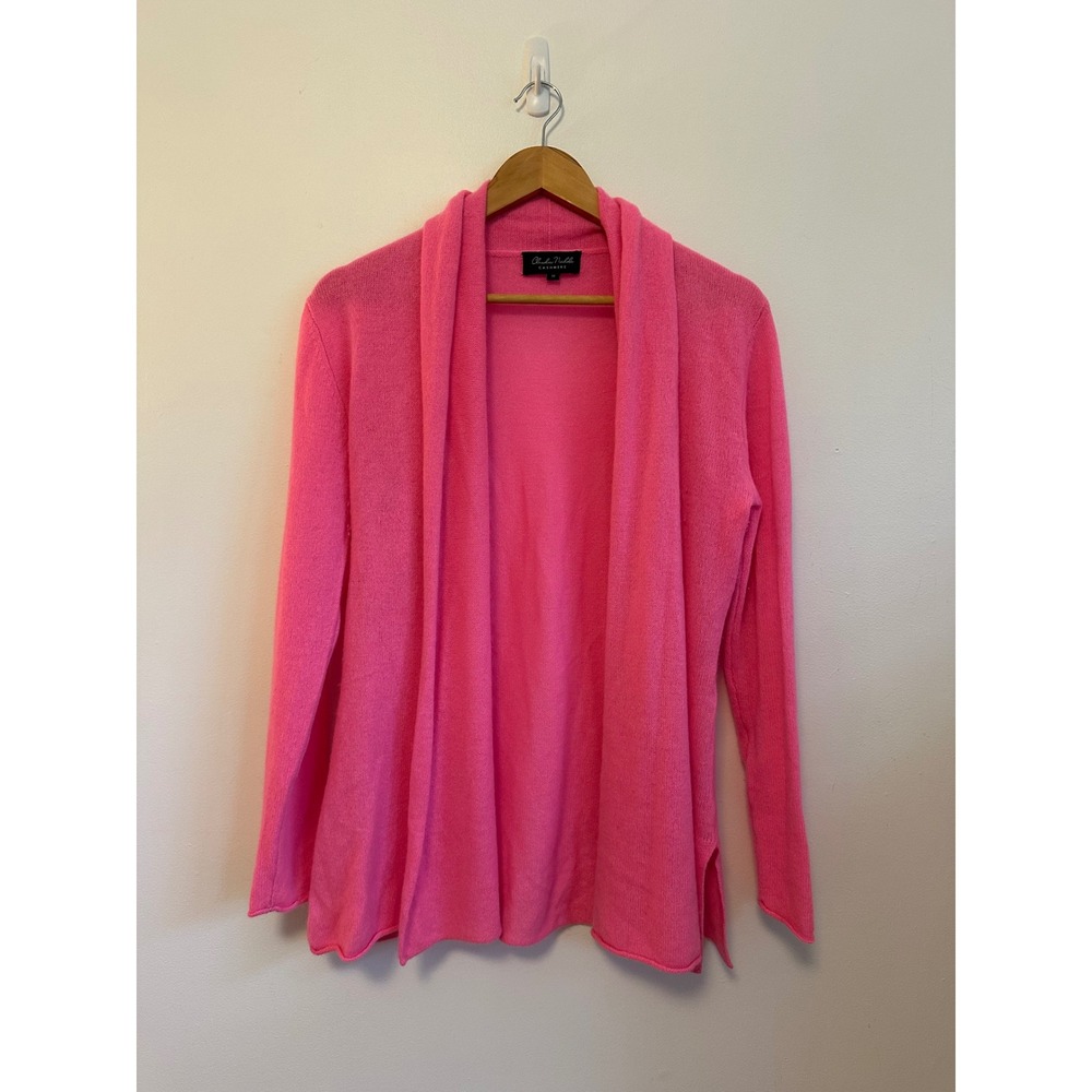 Claudia Nichole Hot Pink Cashmere Open Front Shawl Cardigan Sweater | Medium